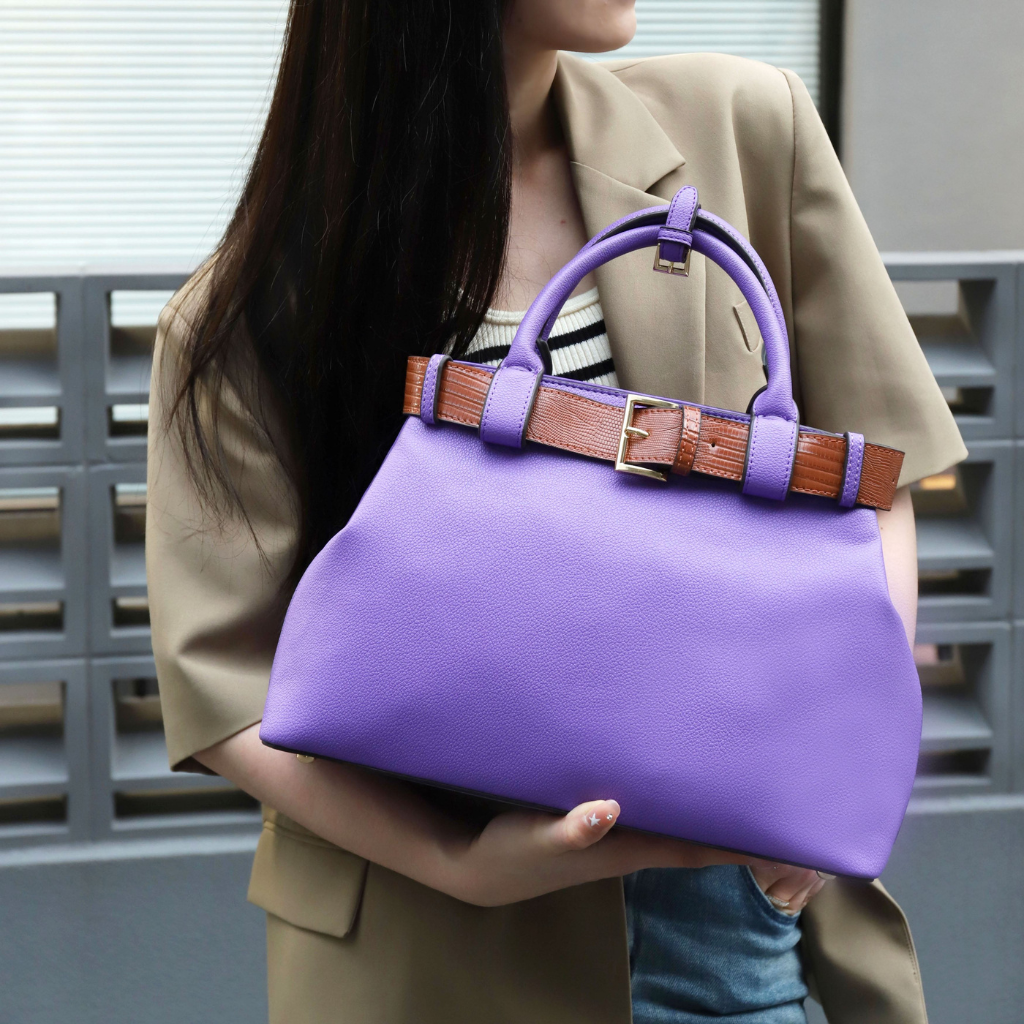 Zubuna Purple Rivet Belt Luxe Tote