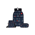 3-Piece Navy ECG Heart Nurse Bag Set